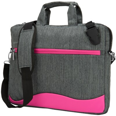 Vangoddy Wave Laptop Briefcase, Gray/Magenta Nylon (NBKLEA602)
