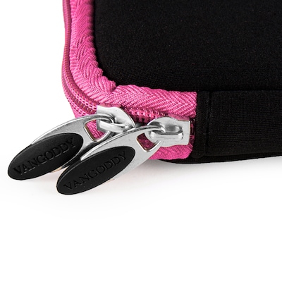 Vangoddy Neoprene Laptop Carrying Sleeve Fits up to 14" Laptops (Black with Pink Trim)