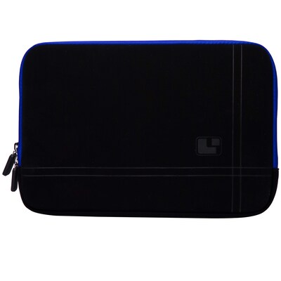 SumacLife Microsuede Laptop Carrying Sleeve Fits up to 13 Laptops (Black with Blue Edge)