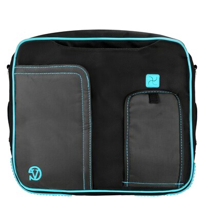 Vangoddy Pindar Laptop Sleeve Messenger Shoulder Bag - Small (Black and Aqua)