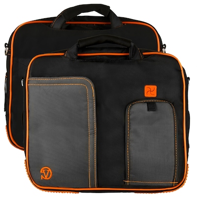 Vangoddy Pindar Laptop Sleeve Messenger Shoulder Bag - Small (Black and Orange)