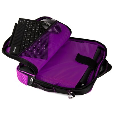 Vangoddy Pindar Laptop Sleeve Messenger Shoulder Bag - Small (Black and Purple)