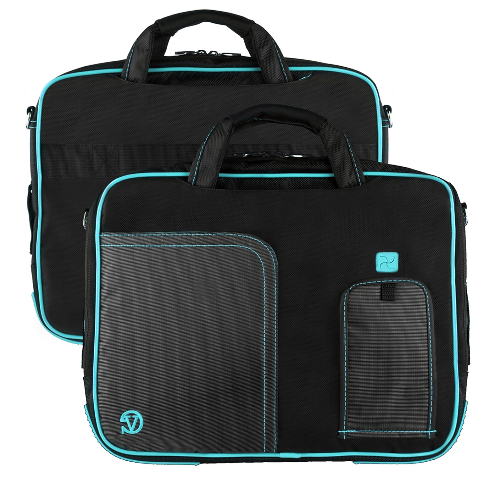 Vangoddy Pindar Laptop Sleeve Messenger Shoulder Bag Fits up to 13 Laptops - Medium (Black and Aqua)
