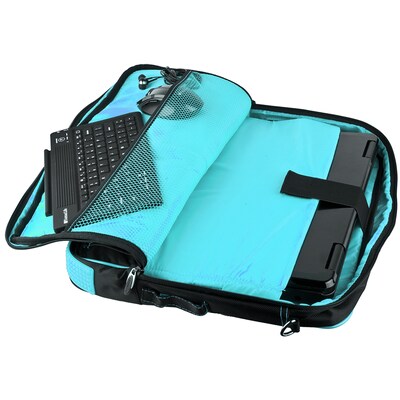 Vangoddy Pindar Laptop Sleeve Messenger Shoulder Bag Fits up to 13 Laptops - Medium (Black and Aqua)