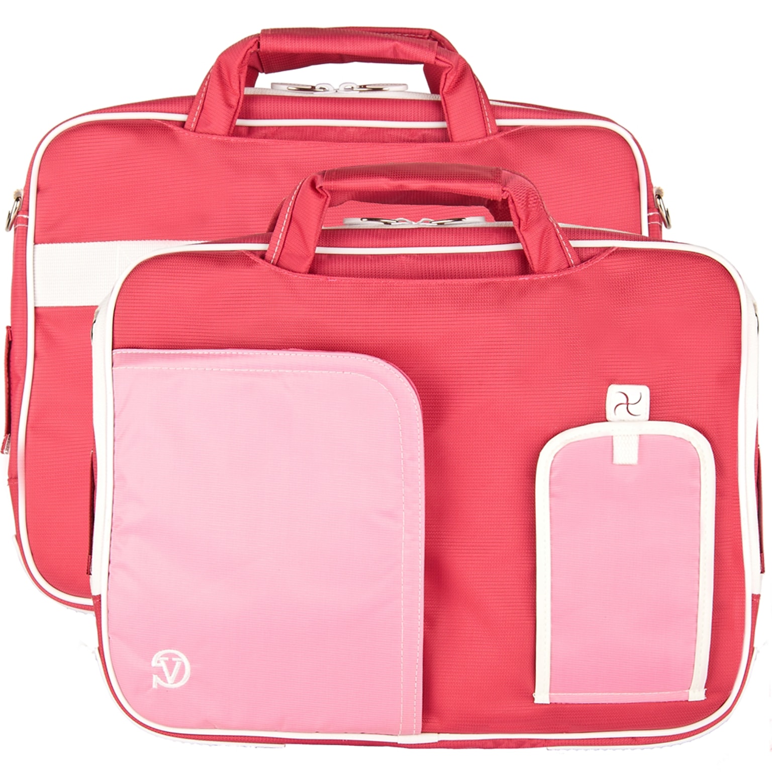 Vangoddy Pindar Laptop Sleeve Messenger Shoulder Bag Fits up to 13 Laptops - Medium (Pink and White)