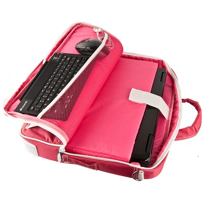 Vangoddy Pindar Laptop Sleeve Messenger Shoulder Bag Fits up to 15 Laptops - Large (Pink and White)