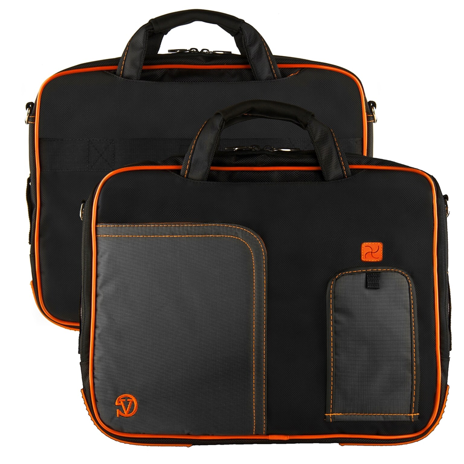 Vangoddy Pindar Laptop Sleeve Messenger Shoulder Bag Fits up to 13 Laptops - Medium (Black and Orange)