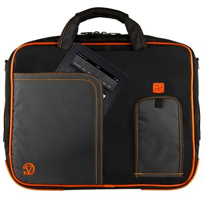 Vangoddy Pindar Laptop Sleeve Messenger Shoulder Bag Fits up to 13" Laptops - Medium (Black and Orange)