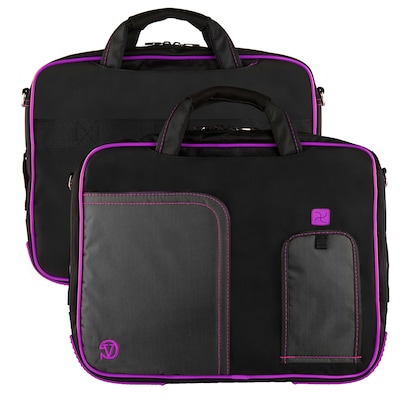 Vangoddy Pindar Laptop Sleeve Messenger Shoulder Bag Fits up to 13 Laptops - Medium (Black and Purp