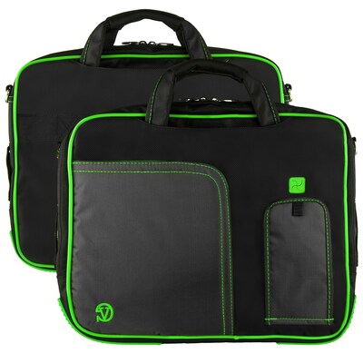 Vangoddy Pindar Laptop Sleeve Messenger Shoulder Bag Fits up to 15 Laptops - Large (Black and Green)