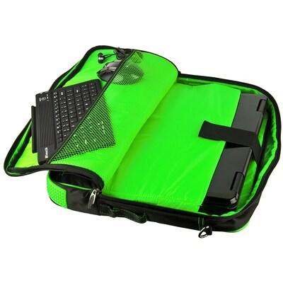 Vangoddy Pindar Laptop Sleeve Messenger Shoulder Bag Fits up to 15 Laptops - Large (Black and Green