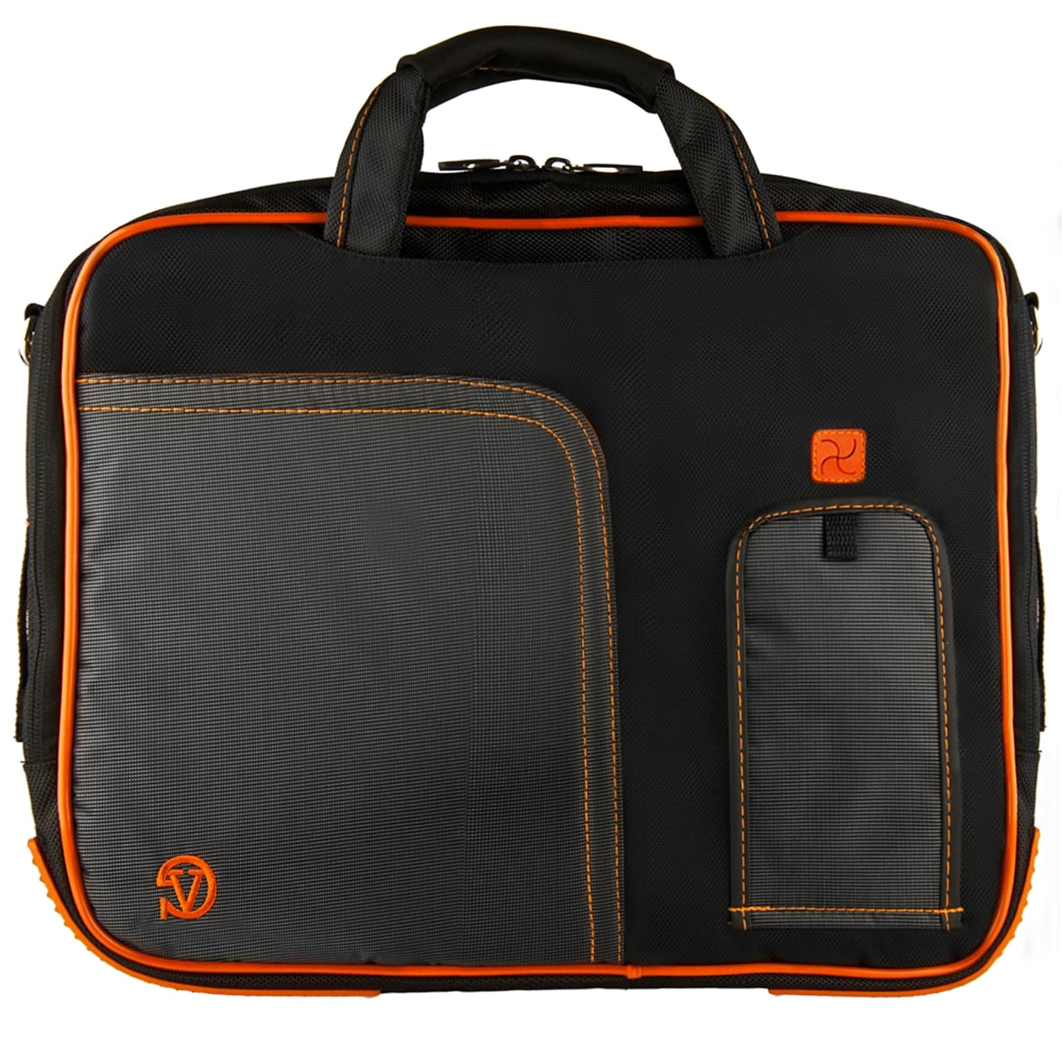 Vangoddy Pindar Laptop Sleeve Messenger Shoulder Bag Fits up to 15 Laptops - Large (Black and Orange)