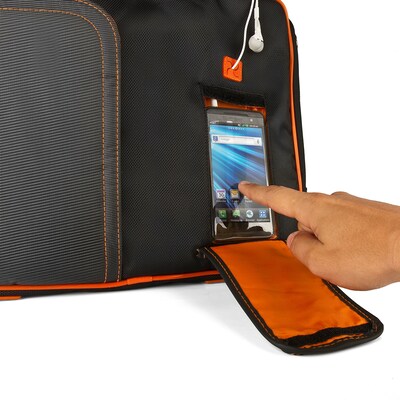 Vangoddy Pindar Laptop Sleeve Messenger Shoulder Bag Fits up to 15" Laptops - Large (Black and Orange)