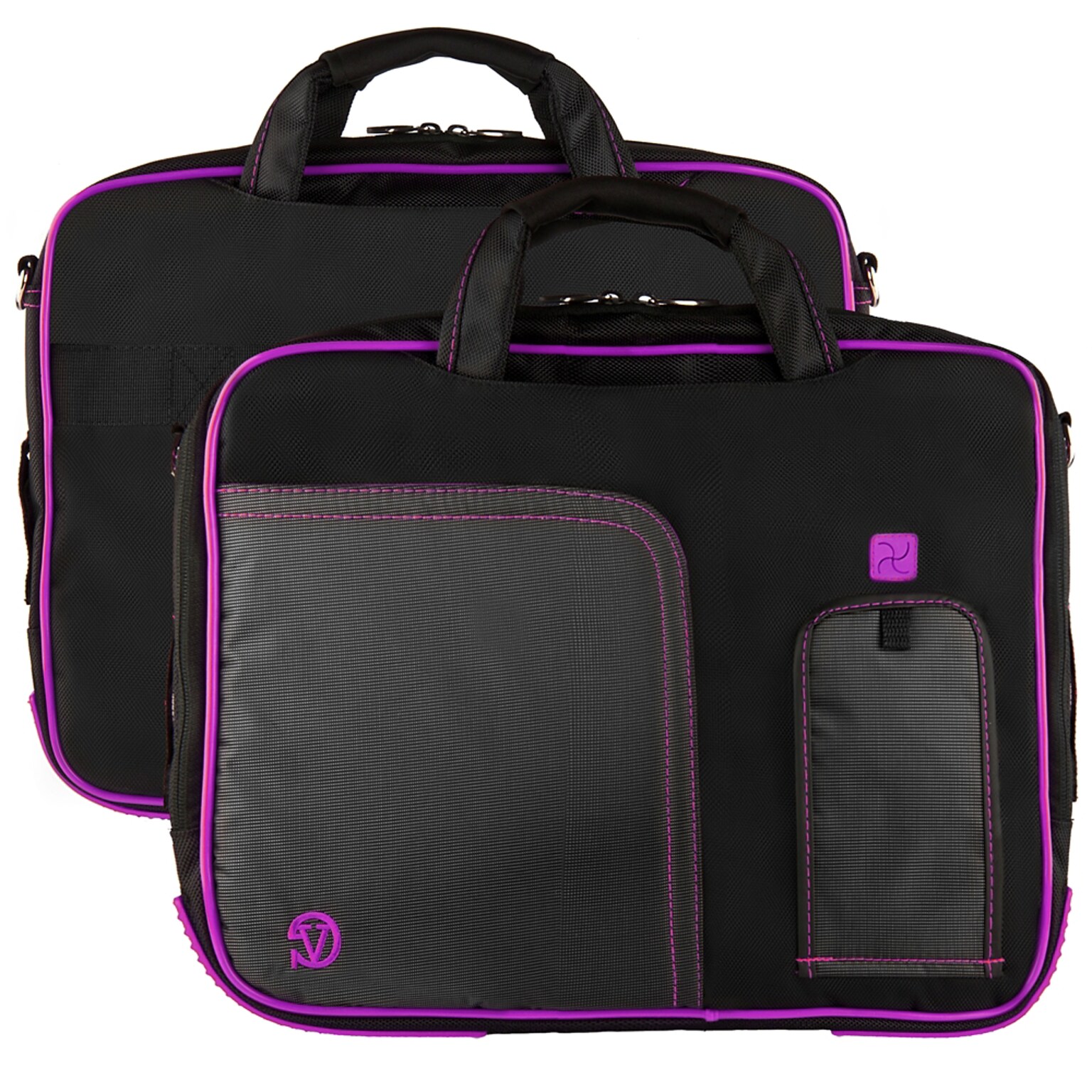 Vangoddy Pindar Laptop Sleeve Messenger Shoulder Bag Fits up to 15 Laptops - Large (Black and Purple)
