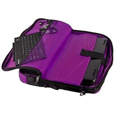 Vangoddy Pindar Laptop Sleeve Messenger Shoulder Bag Fits up to 15" Laptops - Large (Black and Purple)
