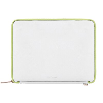 Vangoddy Irista Sleek Tablet Protector Sleeve, White/Green (RDYLEA295)
