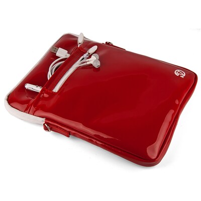 Vangoddy Hydei 10" Protector Case with Shoulder Strap, Red, Patent Leather (RDYLEA485)