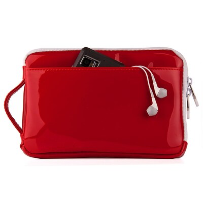 Vangoddy Hydei 7" Protector Case with Shoulder Strap with Handle (Red Patent Leather)