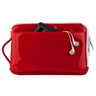 Vangoddy Hydei 7 Protector Case with Shoulder Strap with Handle (Red Patent Leather)