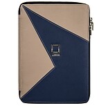 Lencca Minky Leather Zip Tablet Portfolio Case (Blue/Taupe)