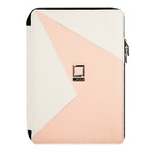 Lencca Minky Leather Zip Tablet Portfolio Case (White/Blush)