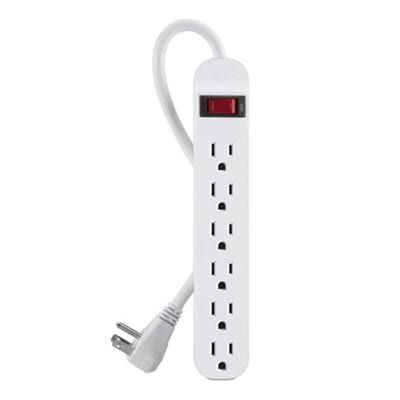 Belkin  5' 6-Outlet Power Strip, White (F9P609-05R-DP)