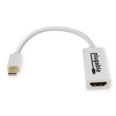 Plugable® Mini Display Port to HDMI Male/Female Video Adapter Cable, White