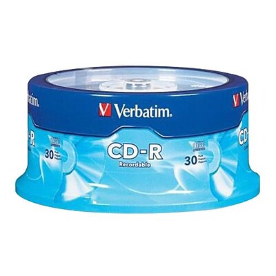 Verbatim® 95152 700MB CD-R Recordable Media with Branded Surface, Spindle, 30/Pack