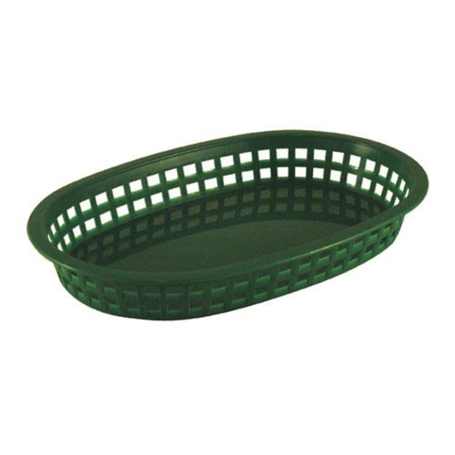 Tablecraft Oval Green Plastic Platter Baskets, 12/Carton (86396)