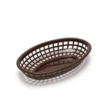 Tablecraft Oval Brown Plastic Baskets, 12/Carton (85773)