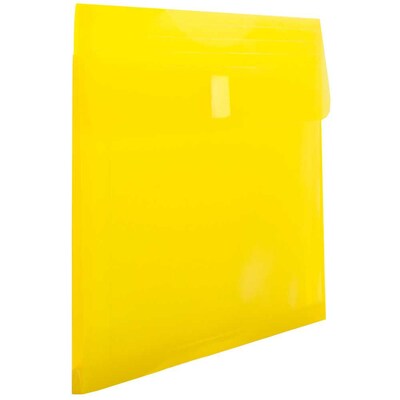 JAM Paper® Plastic Envelopes with Hook & Loop Closure, 1" Expansion, Letter Booklet, 9.75" x 13", Yellow Poly, 12/pack (218V1YE)