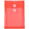 JAM Paper® Plastic Envelopes with Button and String Tie Closure, Open End, 6.25 x 9.25, Red Poly, 12