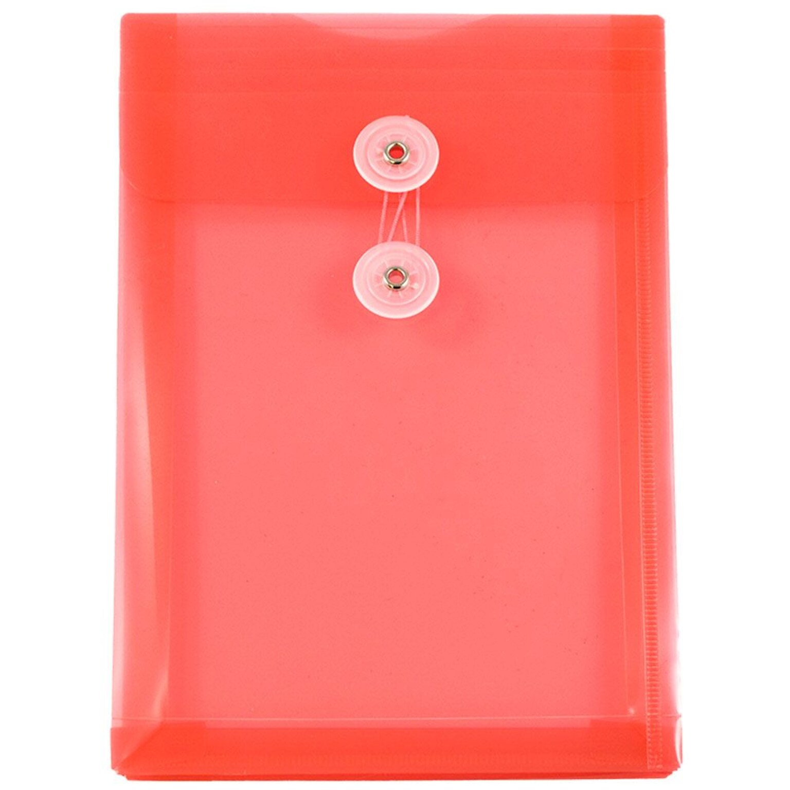 JAM Paper® Plastic Envelopes with Button and String Tie Closure, Open End, 6.25 x 9.25, Red Poly, 12/pack (472B1RE)