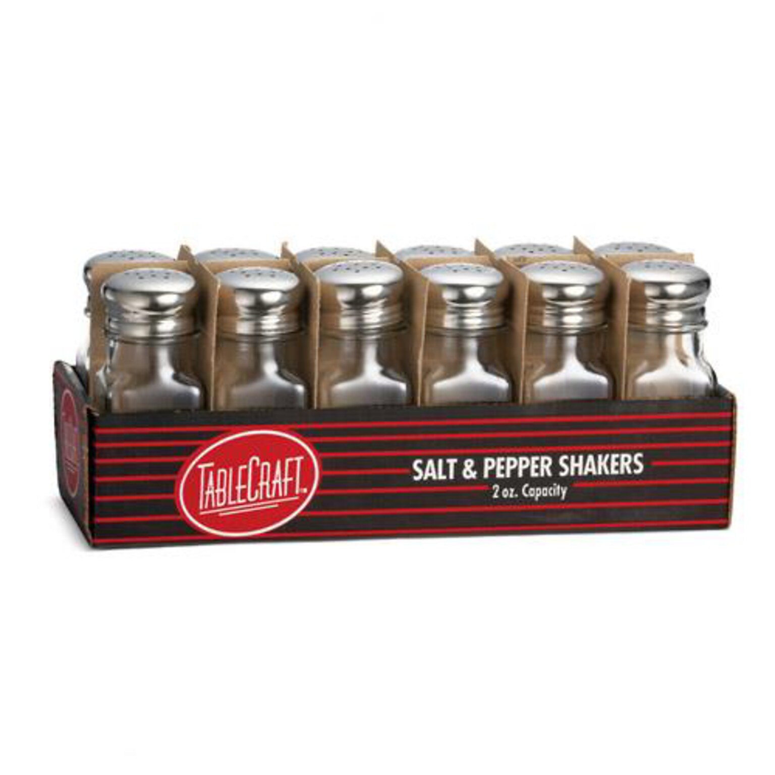 Tablecraft 2 Oz. Square Shaker with Mushroom Top, 12/Carton (C154-12)