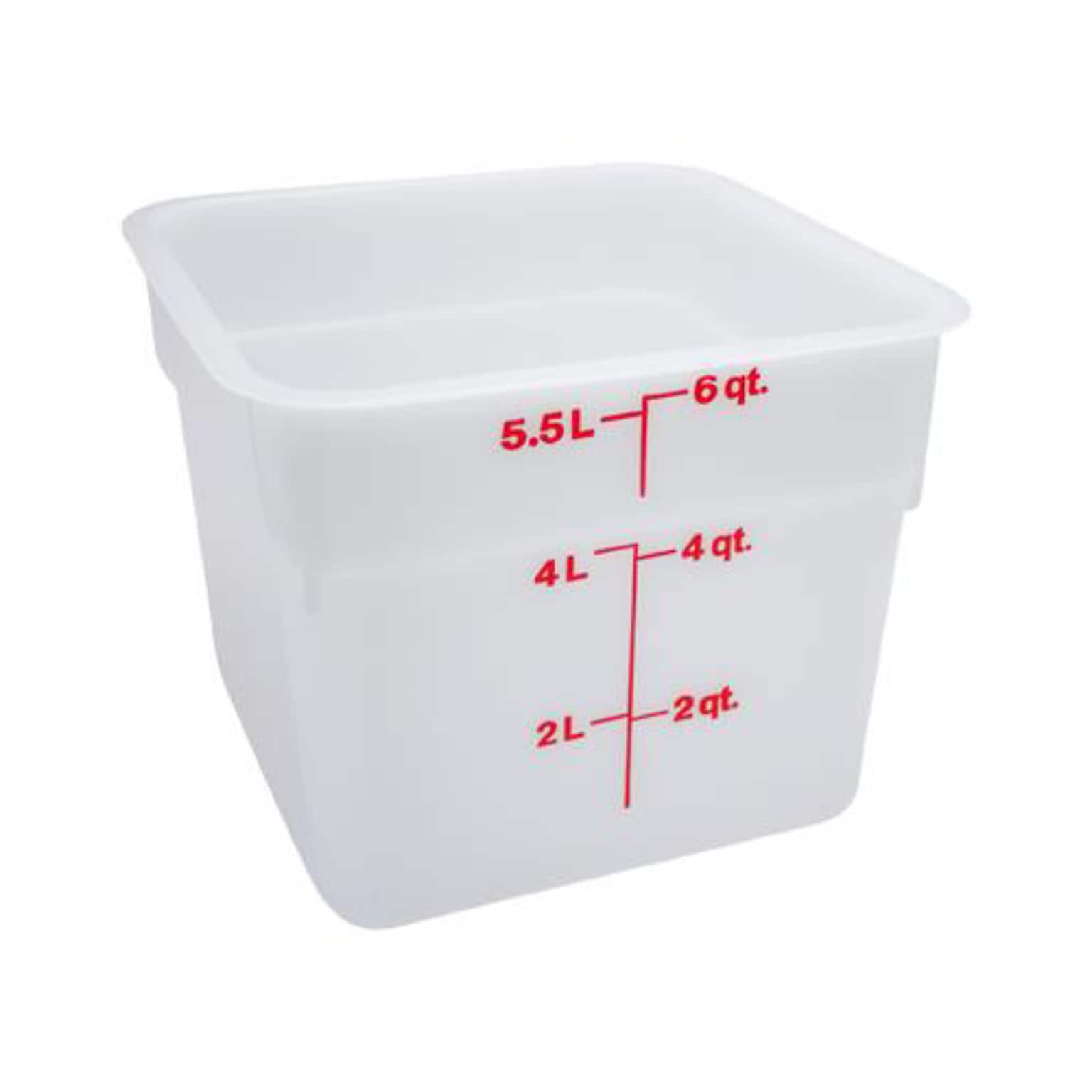 Cambro 6 Qt. CamSquare® Food Storage Container, 8 3/8 L x 8 3/8 W x 7 1/4 H, White (6SFSP148)