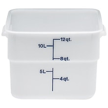 Cambro 12 Qt. CamSquare® Food Storage Container, 11 1/4 L x 12 1/4 W x 8 1/4 H, White (12SFSP148)