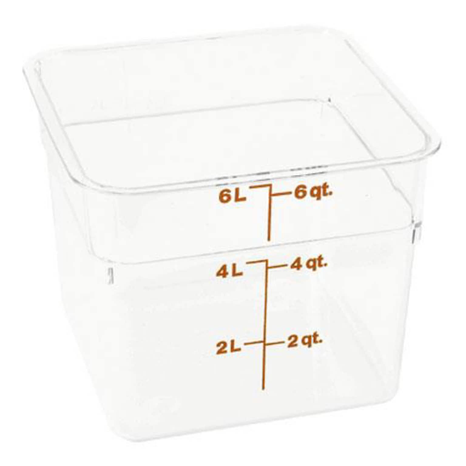 Cambro 6 Qt. CamSquare® Food Storage Container, 8 3/8 L x 8 3/8 W x 7 1/4 H, Clear (6SFSCW135)
