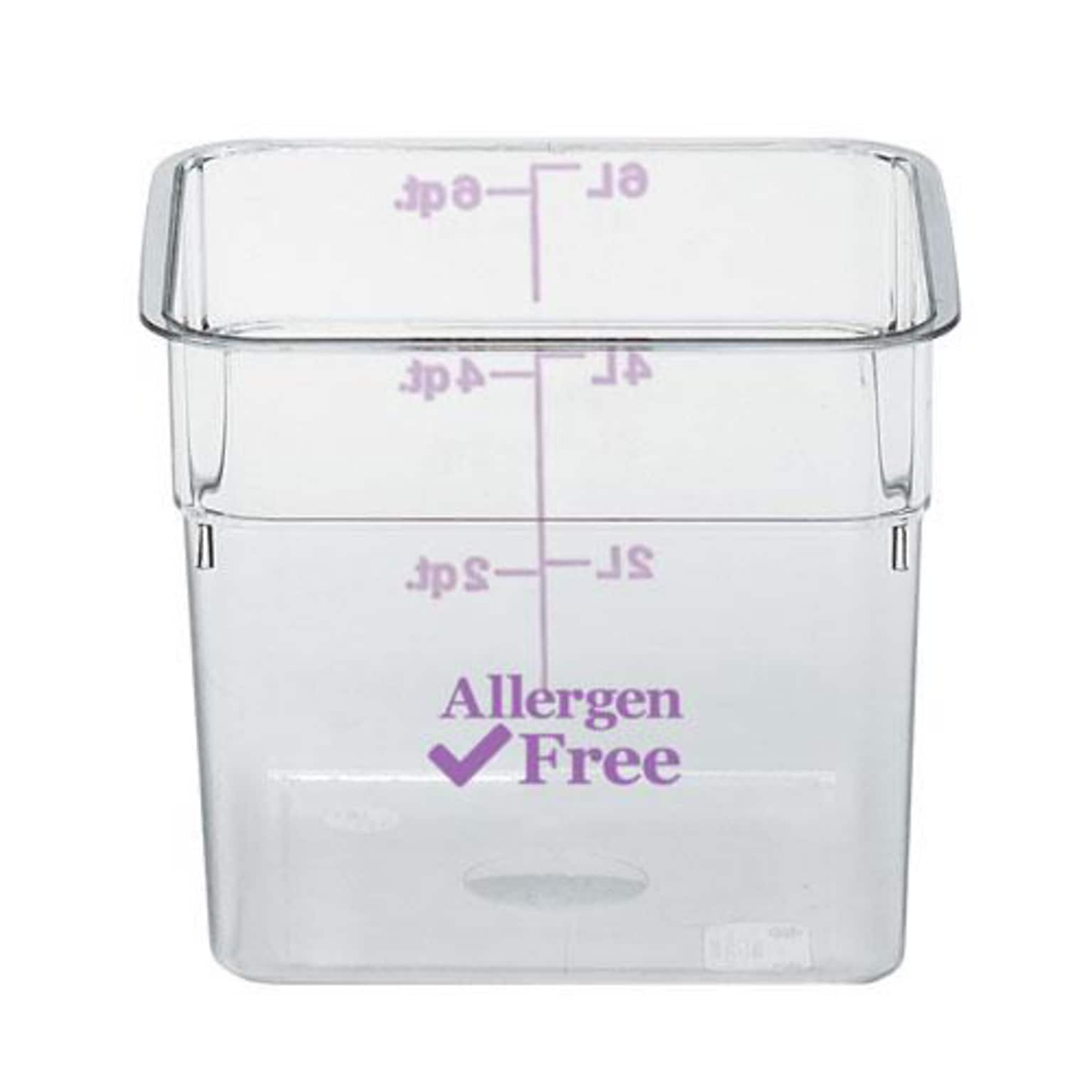 Cambro 4 Qt. Purple Allergen Free CamSquare® Container, 7 1/4 L x 7 1/4 W x 3 7/8 H, Purple/Clear(4SFSCW441)
