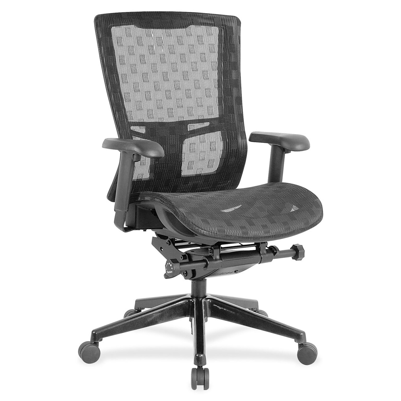 Lorell Checkerboard Design Mesh High-Back Chair, 26W x 27.5D x 46H, Black (LLR85560)