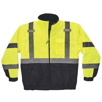 GloWear 8377 Quilted Bomber Jacket, ANSI Class R3, 5XL, Lime (25629)