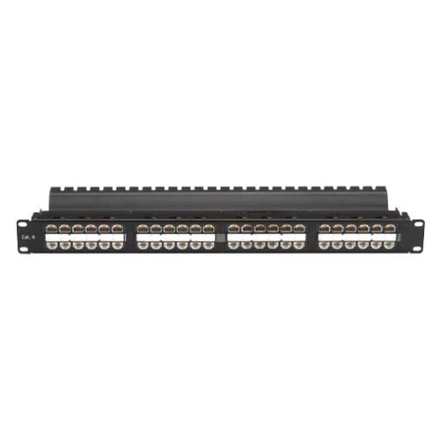 Black Box SpaceGAIN 48 Port Cat6 High Density Feed-Through Patch Panel, Black (JPM820A-HD)