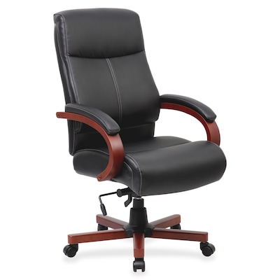 Lorell Ergonomic Bonded Leather Swivel Executive High-Back Chair, Black (LLR69532)