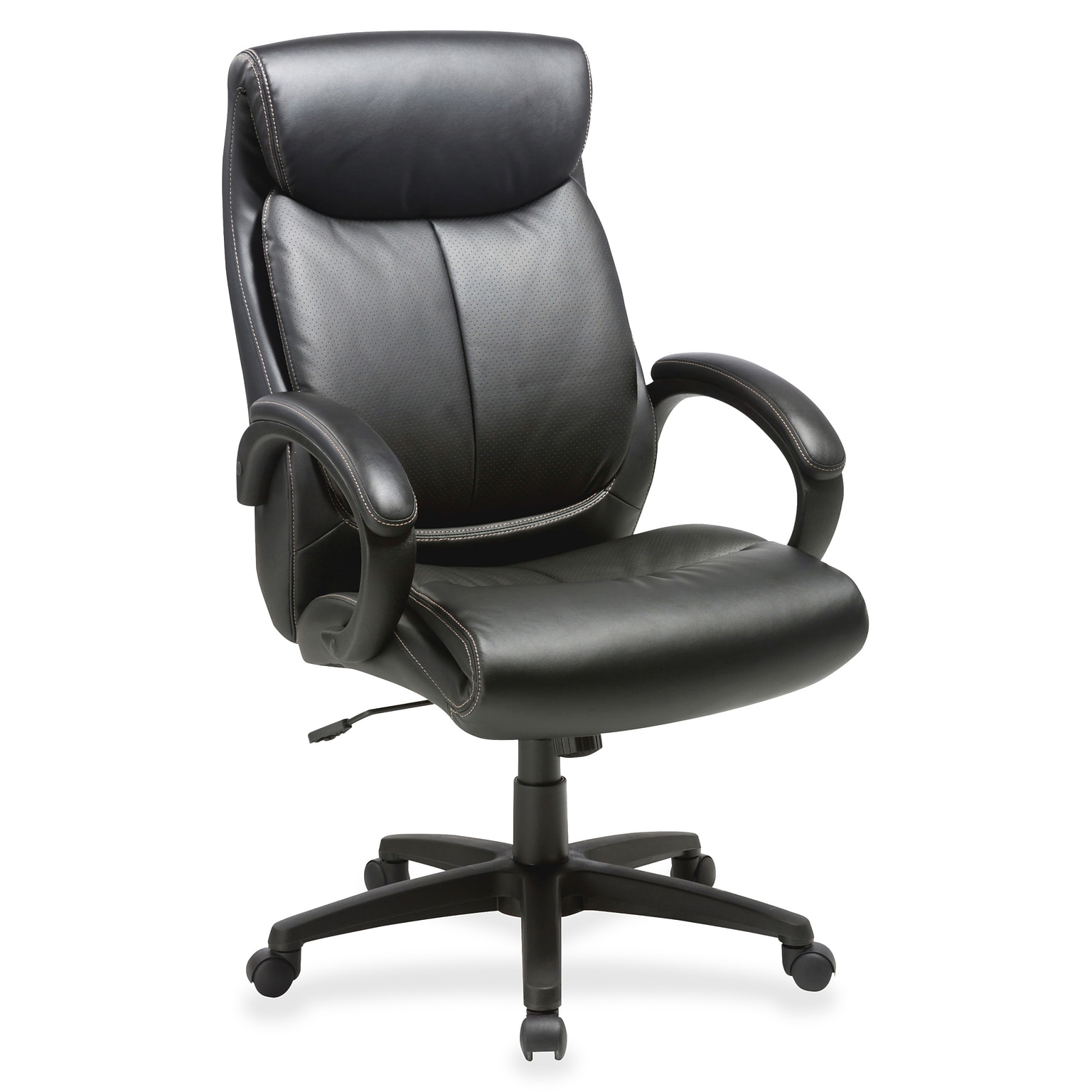 Lorell Bonded Leather Swivel Executive Chair, Black (LLR59497)