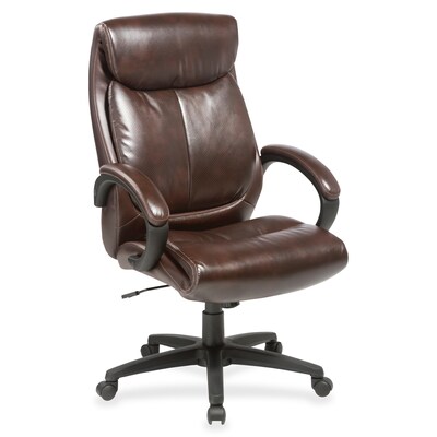 Lorell High-Back Bonded Leather Swivel Executive Chair, Brown (LLR59498)