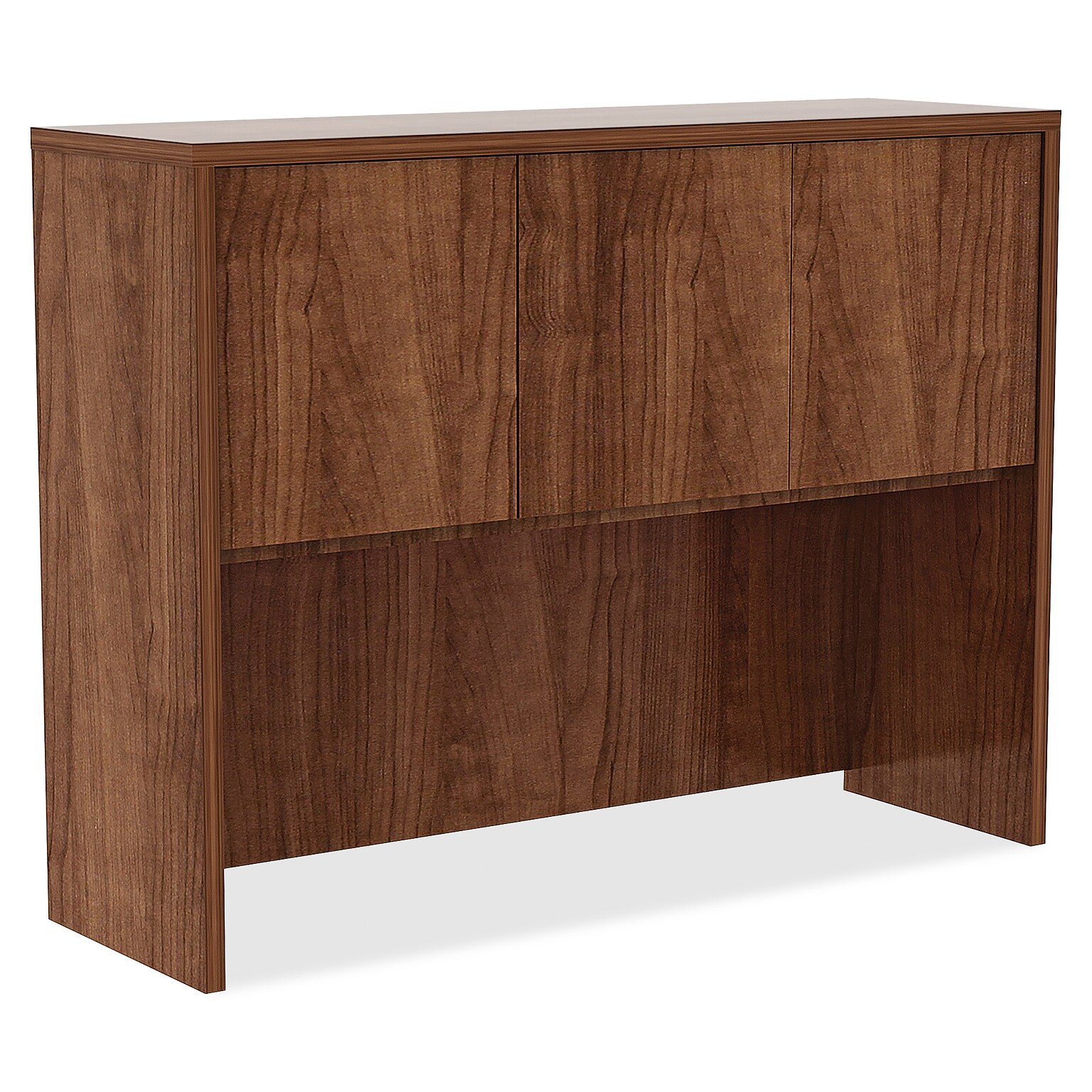 Lorell Essentials Series 3-Compartment Stack-on Hutch, 15D x 48W x 36H, Walnut (LLR34397)