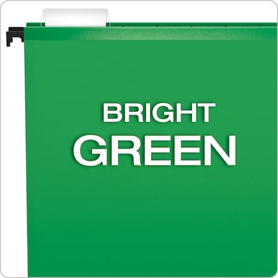 Pendaflex SureHook® Reinforced Hanging File Folders, 5 Tab Positions, Letter Size, Bright Green, 20/Box (6152 1/5 BGR)