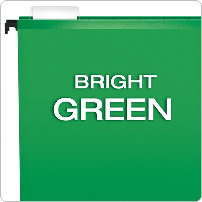 Pendaflex SureHook® Reinforced Hanging File Folders, 5 Tab Positions, Letter Size, Bright Green, 20/Box (6152 1/5 BGR)