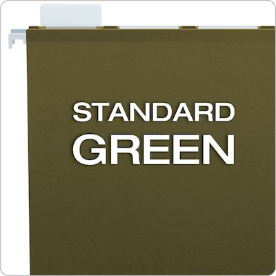 Pendaflex Ready-Tab 5-Tab Reinforced Hanging File Folders, Letter Size, Green, 25/Box (42590)