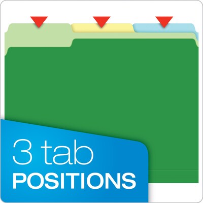 Pendaflex Recycled File Folder, 1/3-Cut Tab, Assorted, Letter Size, Multicolor, 50/Box (54460EE)
