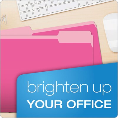 Pendaflex Recycled File Folder, 1/3-Cut Tab, Assorted, Letter Size, Pink/Light Pink, 100/Box (152 1/3 PIN)
